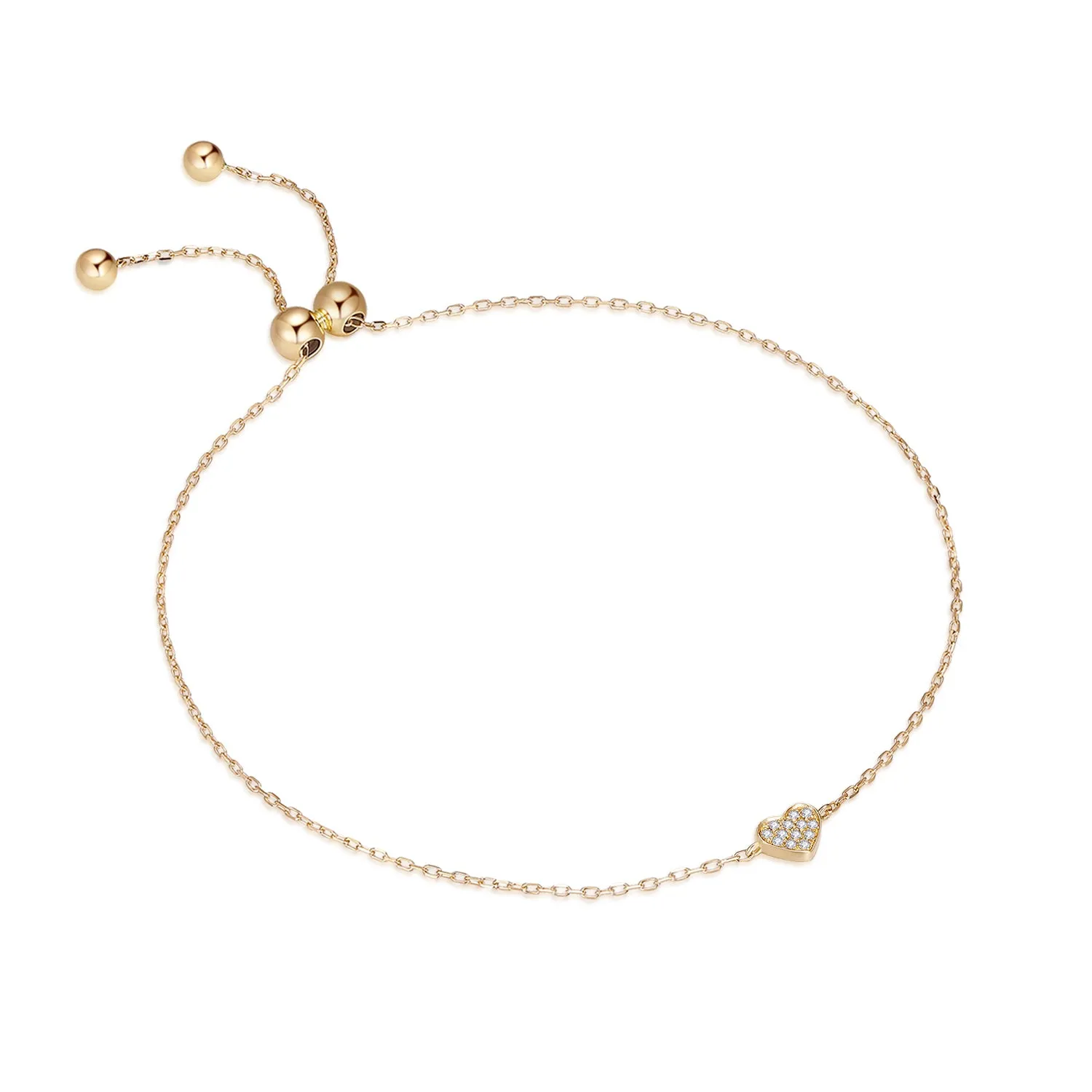 14K Solid Gold Bracelet Exclusively Handcrafted 0.024 Carat Natural Diamond (H-F Color, VS1-VS2 Clarity)