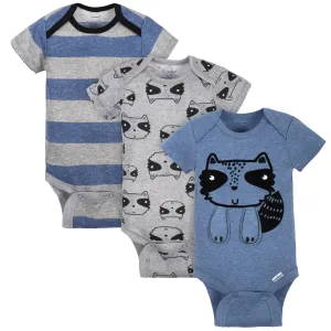 3-Pack Baby Boys Raccoon Short Sleeve Onesies® Bodysuits