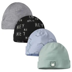 4-Pack Baby Boys' Bear Caps