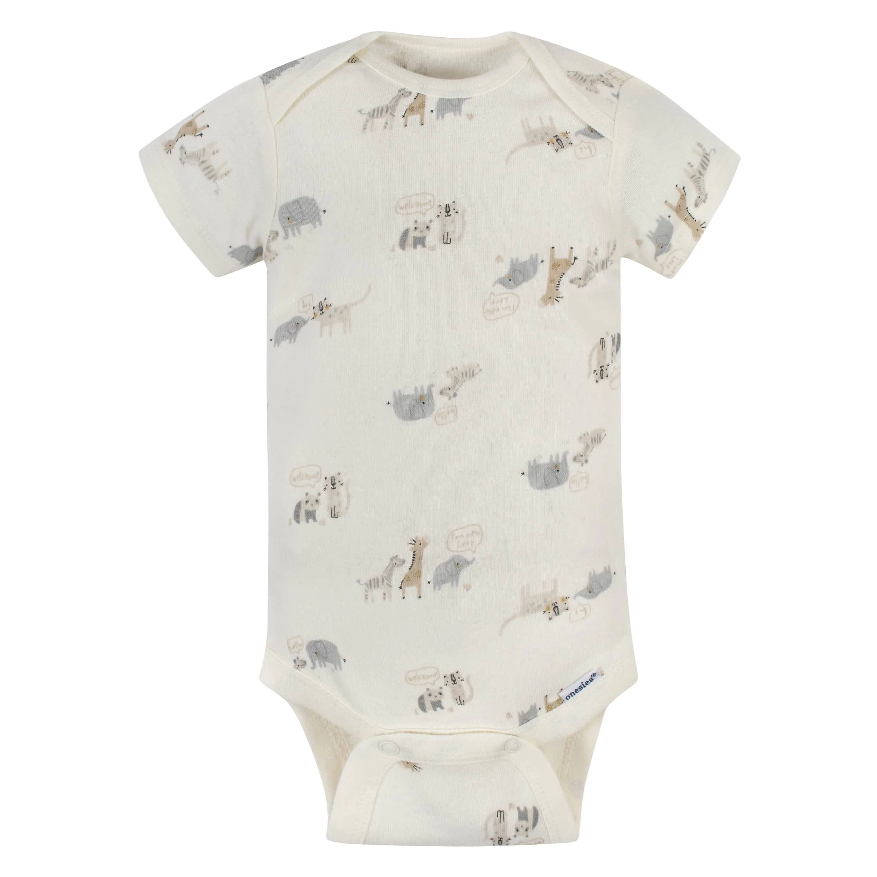 5-Pack Baby Neutral Safari Short Sleeve Onesies® Bodysuits