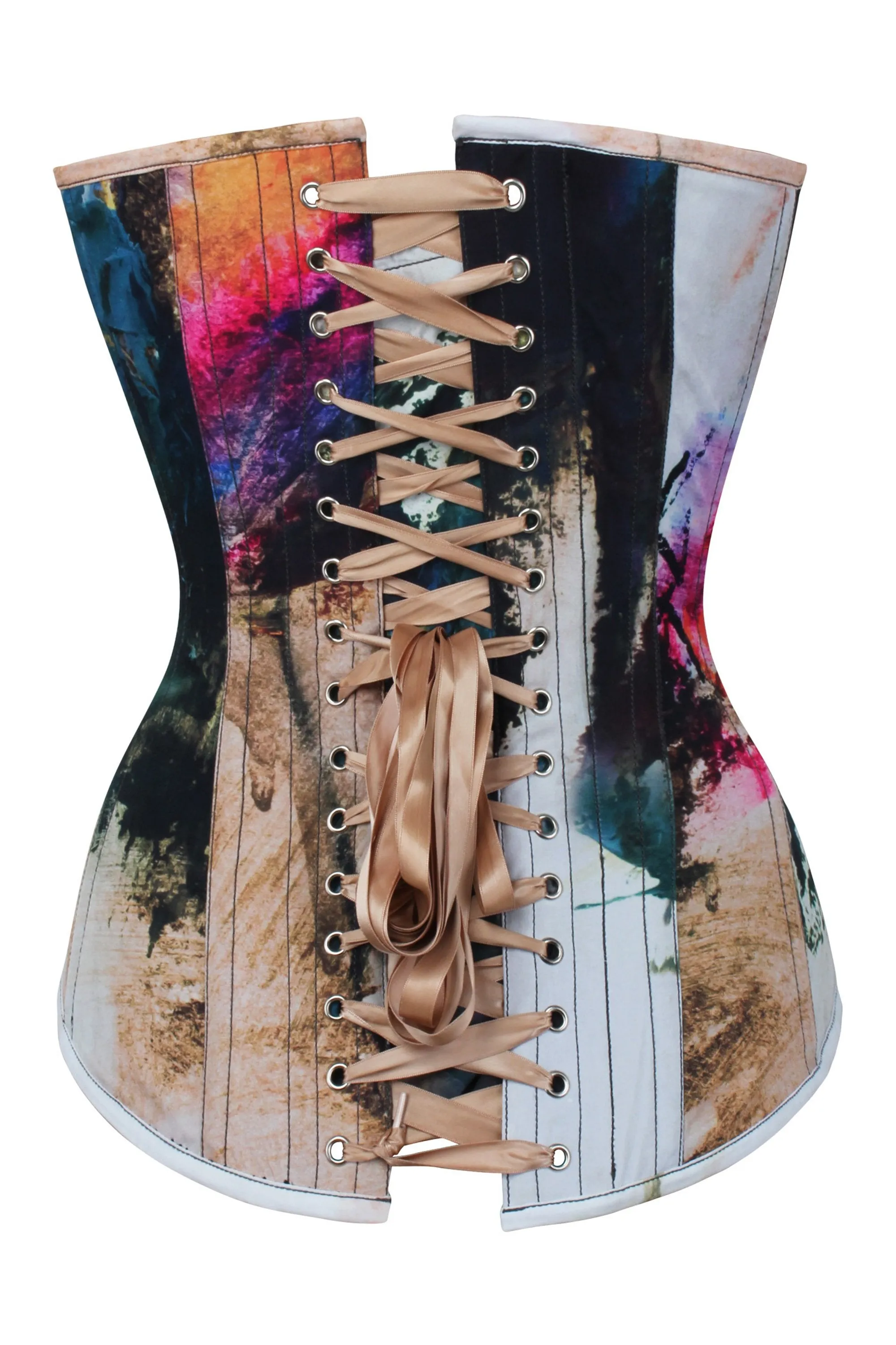 Abstract Ink Longline Overbust Corset
