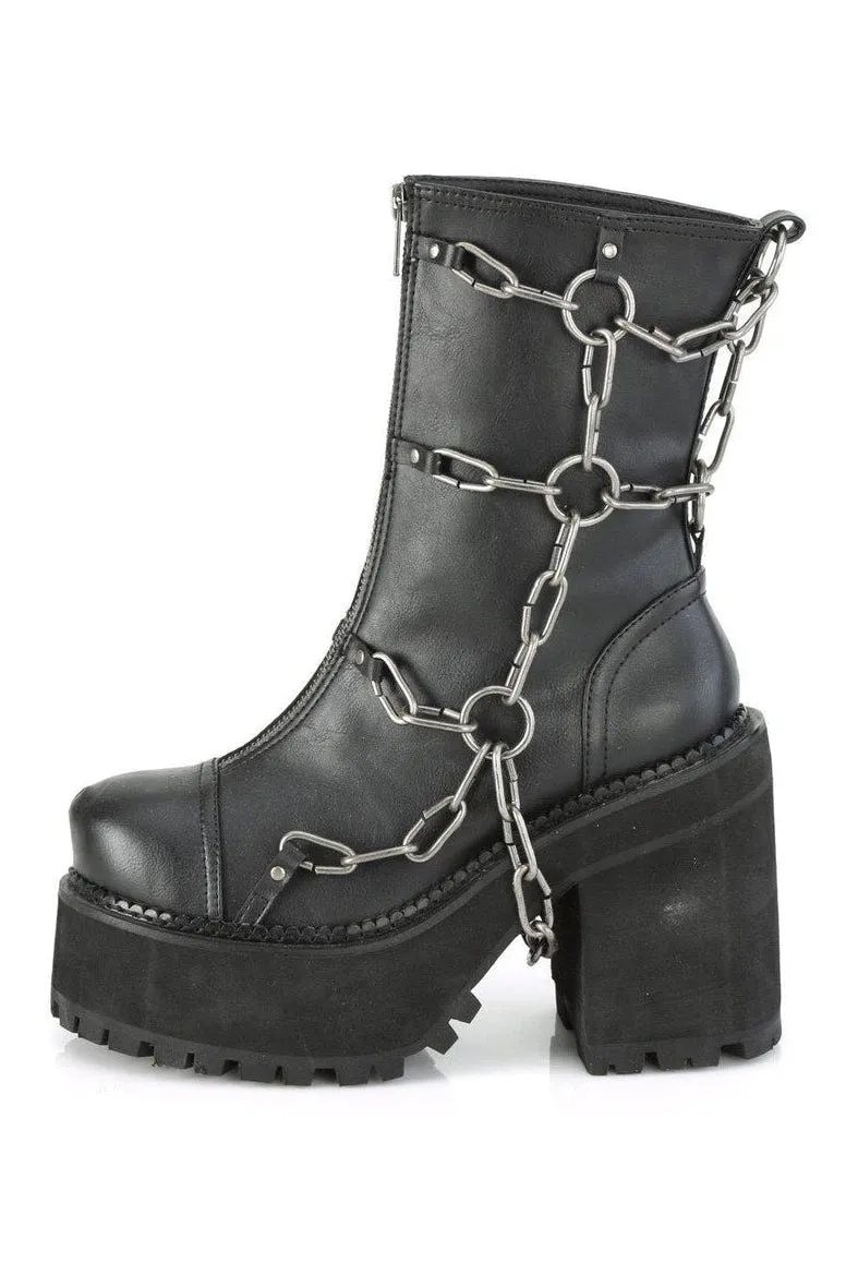 ASSAULT-66 Ankle Boot | Black Faux Leather