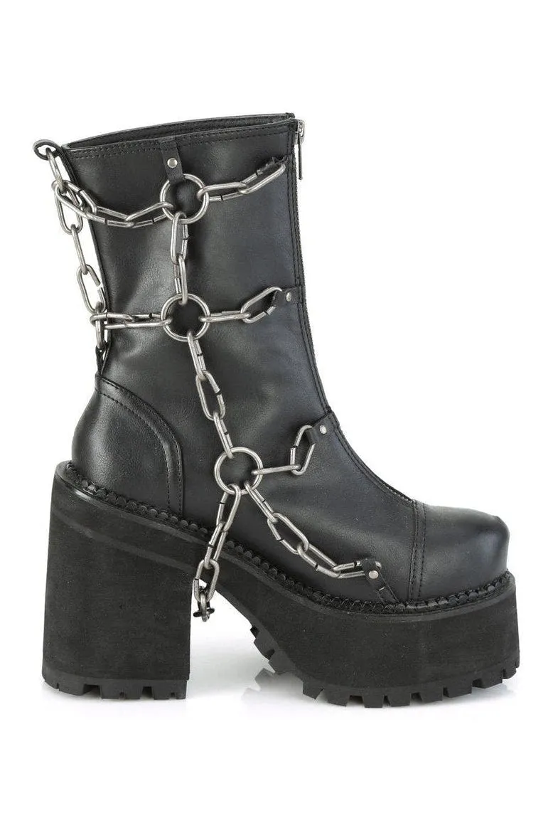 ASSAULT-66 Ankle Boot | Black Faux Leather