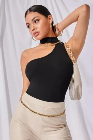 Asymmetric Solid Black Top