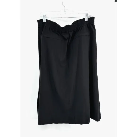 ATHLETA SAVANNAH SKIRT midi side slits athletic sporty casual pockets black XL