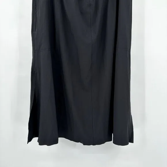 ATHLETA SAVANNAH SKIRT midi side slits athletic sporty casual pockets black XL