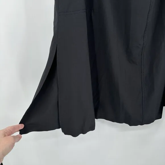 ATHLETA SAVANNAH SKIRT midi side slits athletic sporty casual pockets black XL