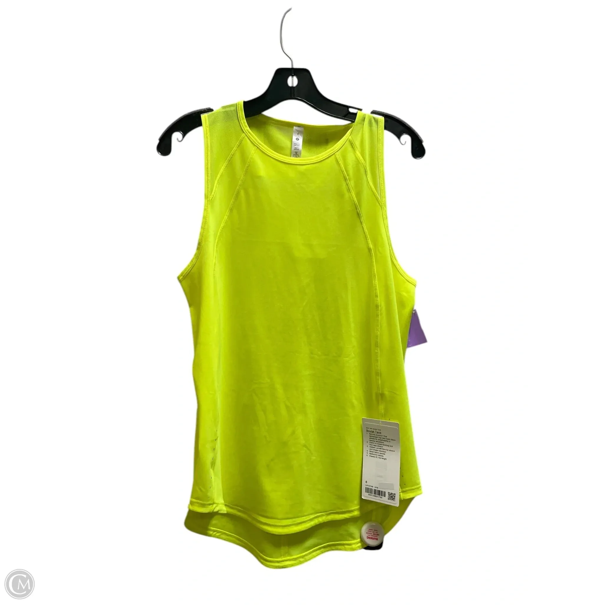 Athletic Tank Top By Lululemon In Yellow, Size: 8