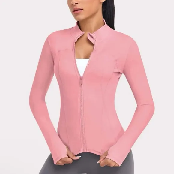 Athletic wear jacket women’s pink thumb hole sports gym jacket NWT