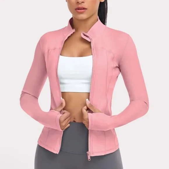 Athletic wear jacket women’s pink thumb hole sports gym jacket NWT