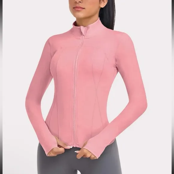 Athletic wear jacket women’s pink thumb hole sports gym jacket NWT