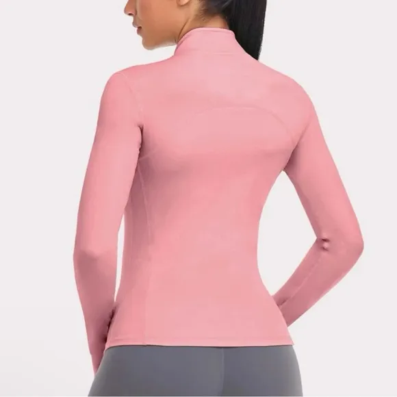 Athletic wear jacket women’s pink thumb hole sports gym jacket NWT