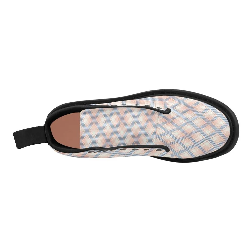 Audra Pink, Blue and Ivory Plaid Women's Boots - Black Sole