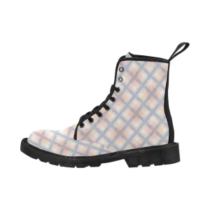 Audra Pink, Blue and Ivory Plaid Women's Boots - Black Sole