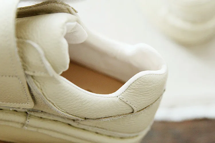 Babakud Women Spring Leisure Genuine Leather Velcro Platform Shoes
