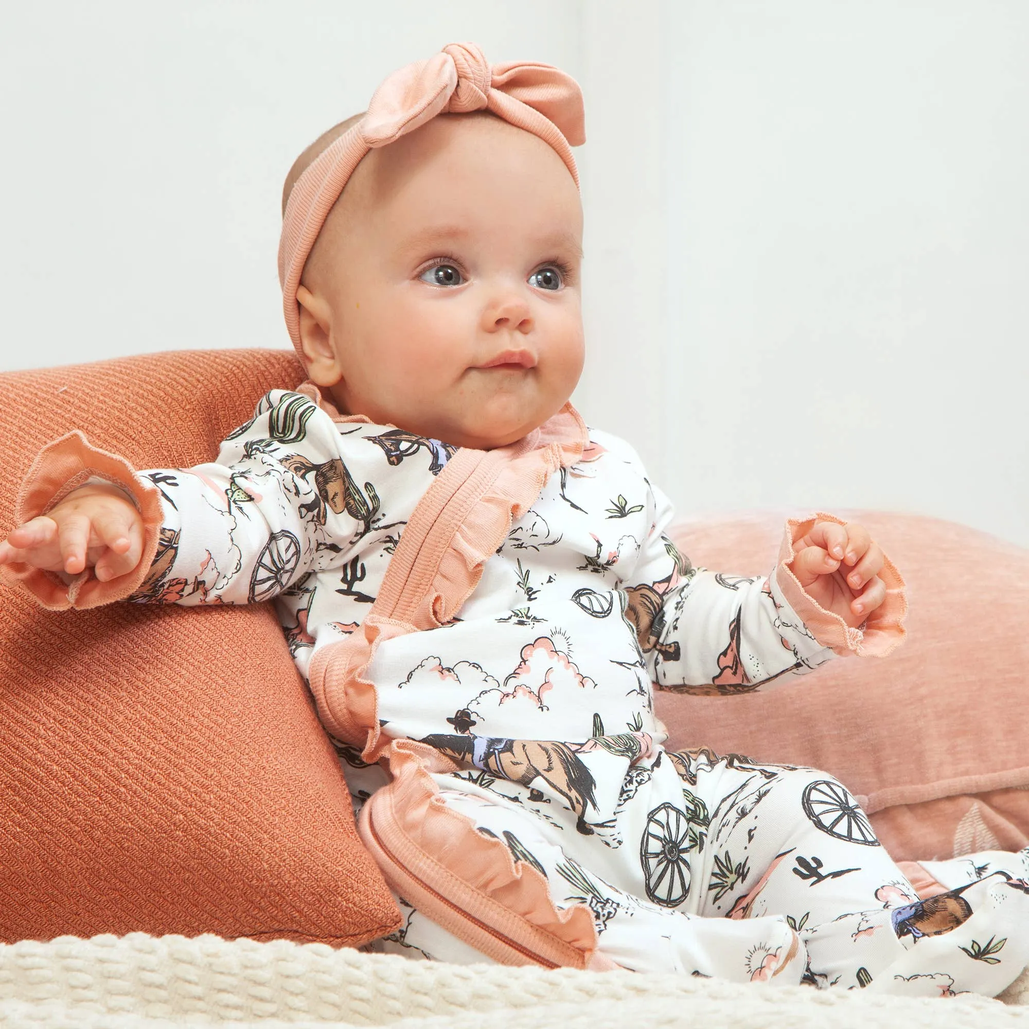 Baby Girl's On The Range Bamboo Zipper Romper