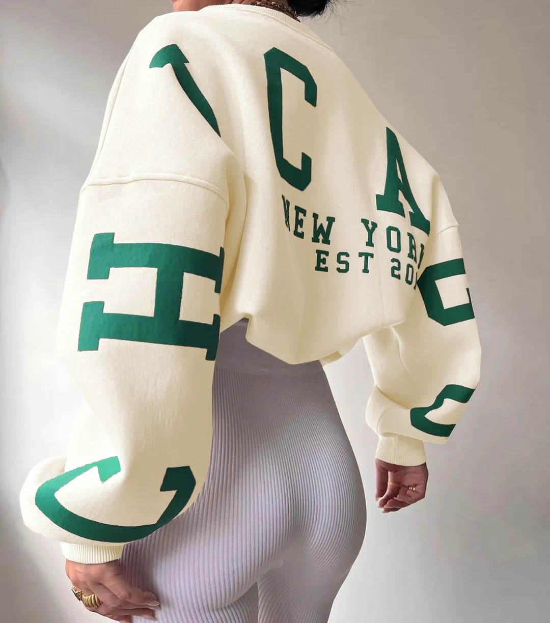 Back Letters Print Oversized Sweatshirt – Cozy Streetwear for Autumn & Winter