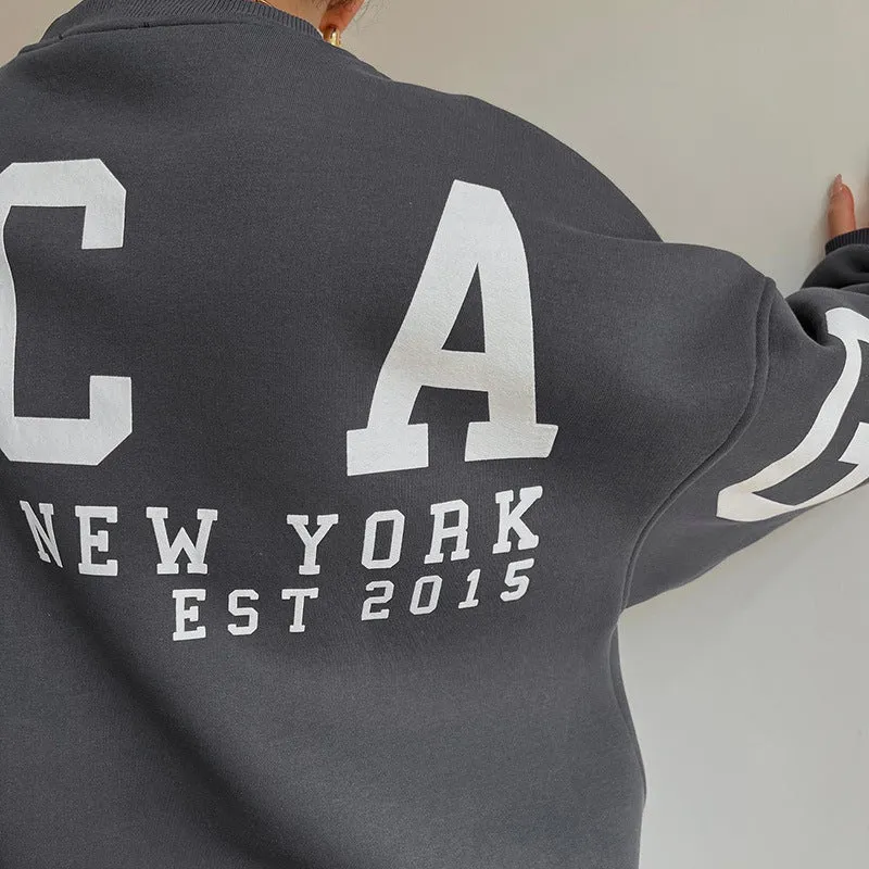Back Letters Print Oversized Sweatshirt – Cozy Streetwear for Autumn & Winter