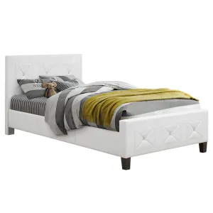 Bebelelo White Double Bed Frame with Jewels and Crystal Button for Hoom Decor