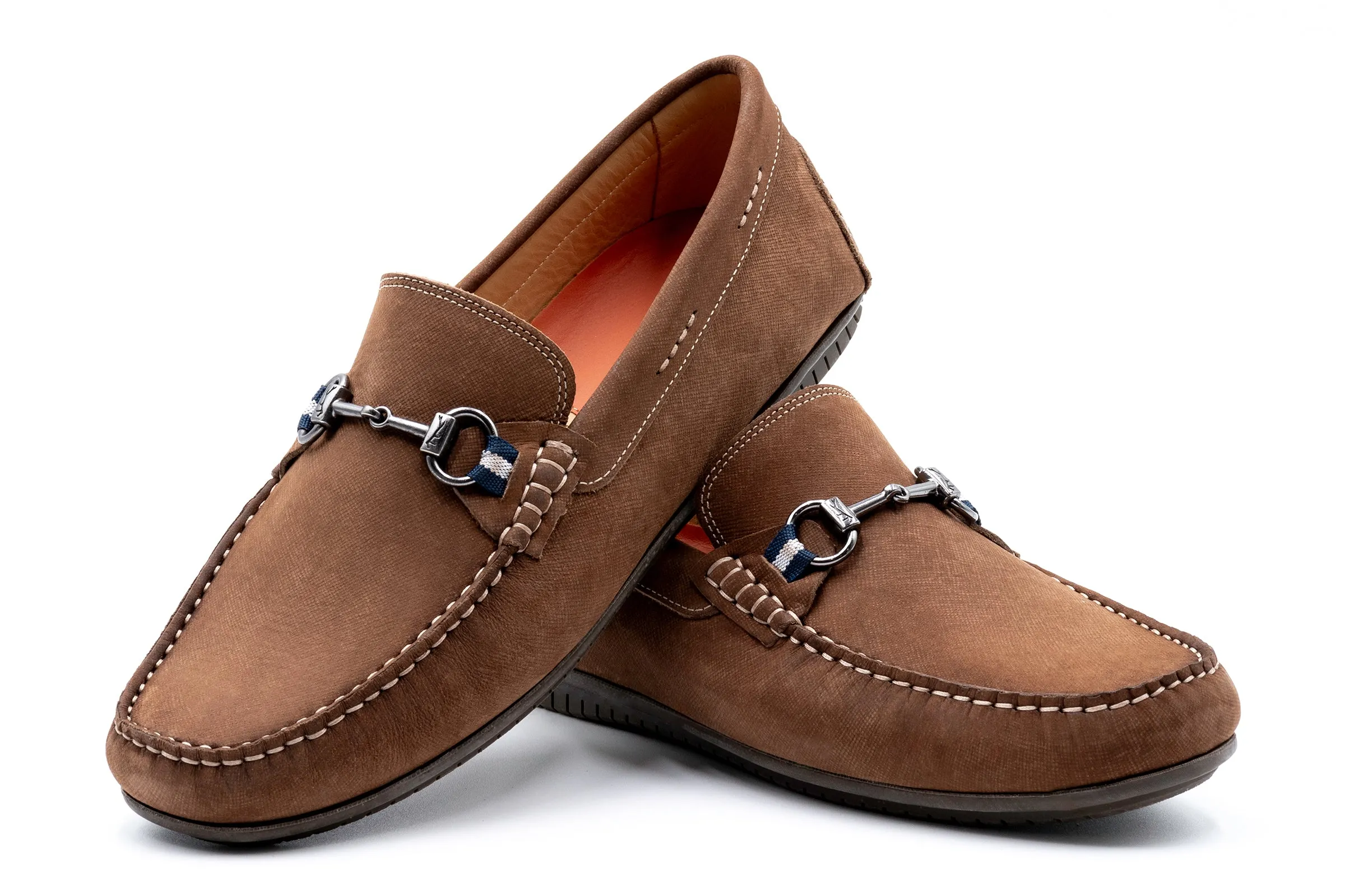 Bermuda Nubuck Horse Bit Loafers - Bark
