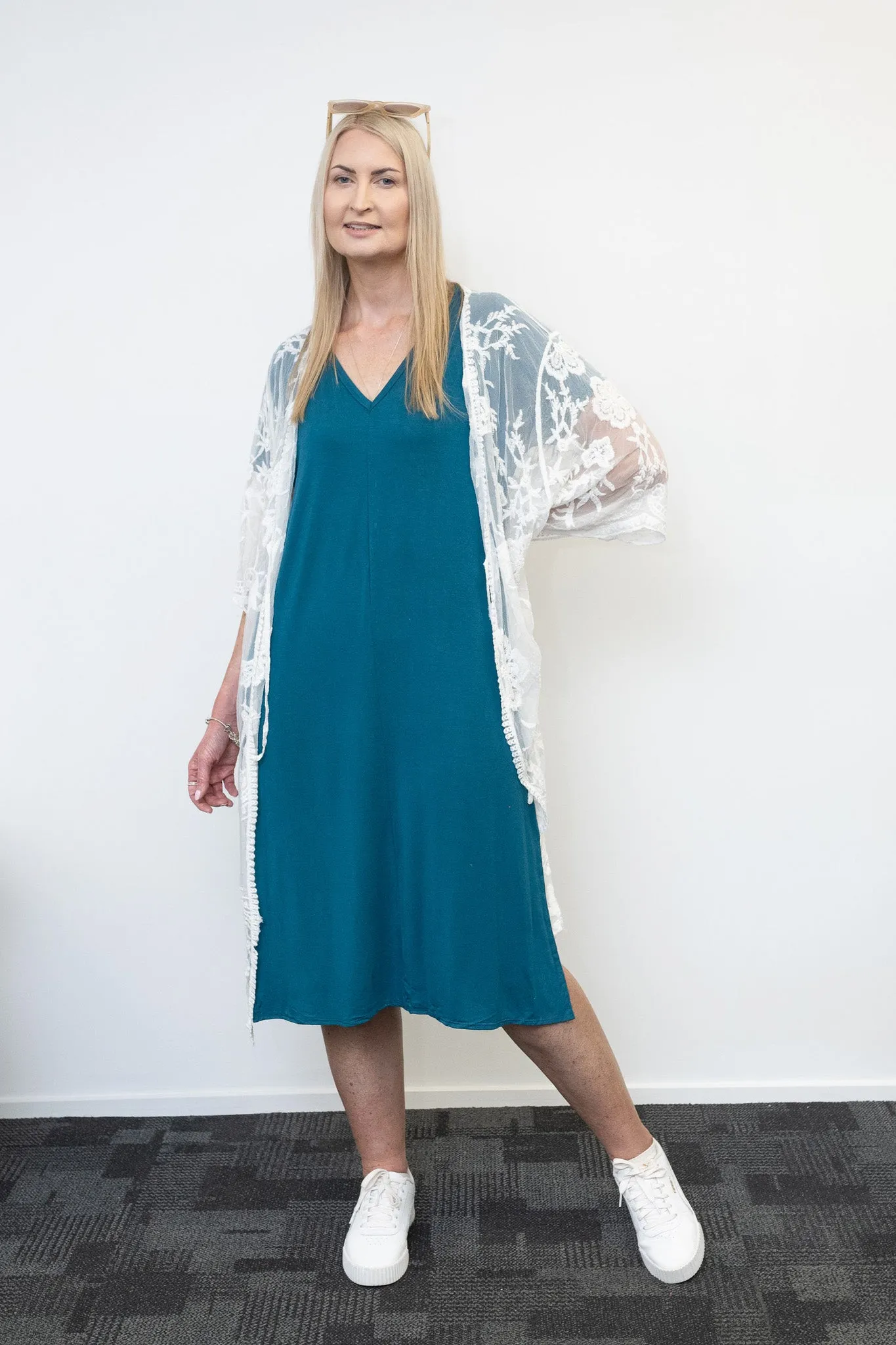 Betty Side Split Dress - Teal