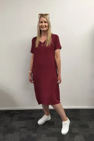 Betty Side Split Dress - Wine