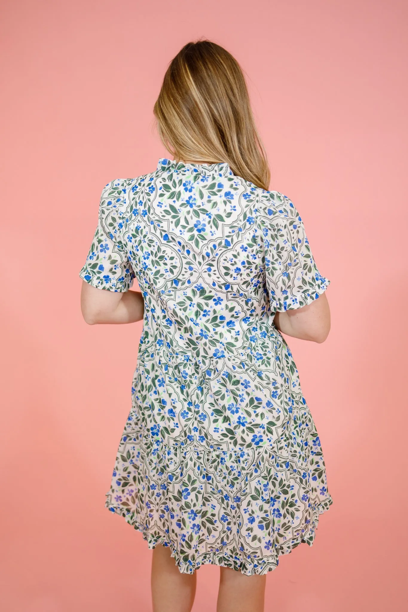 Blue and Green Floral Dress