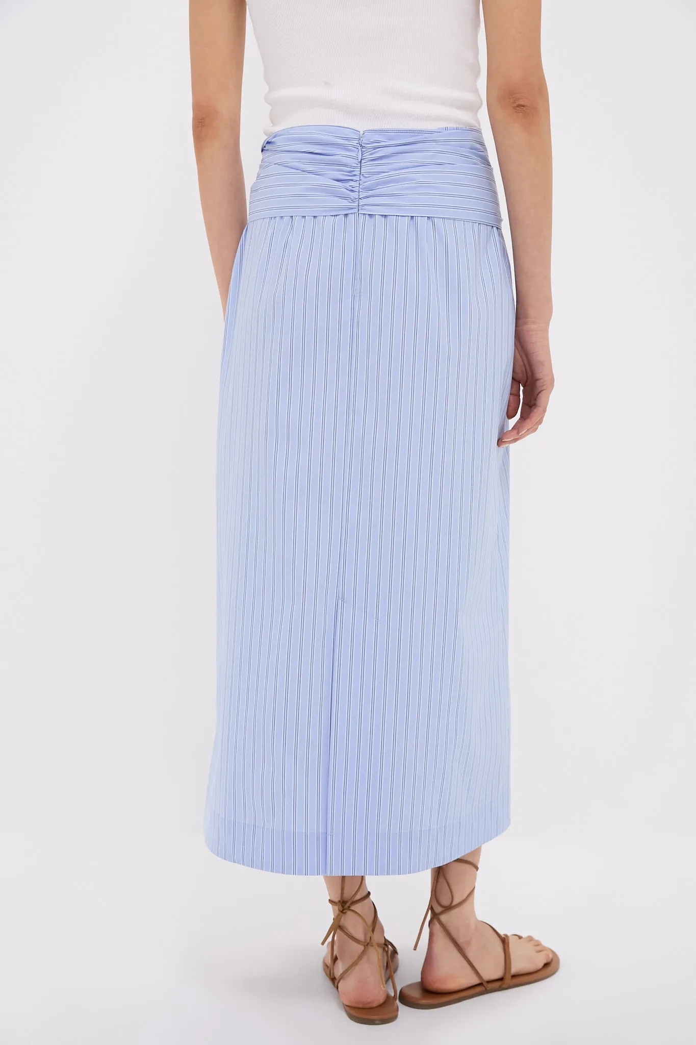 Blue and White Stripe Tie Front Cassie Skirt