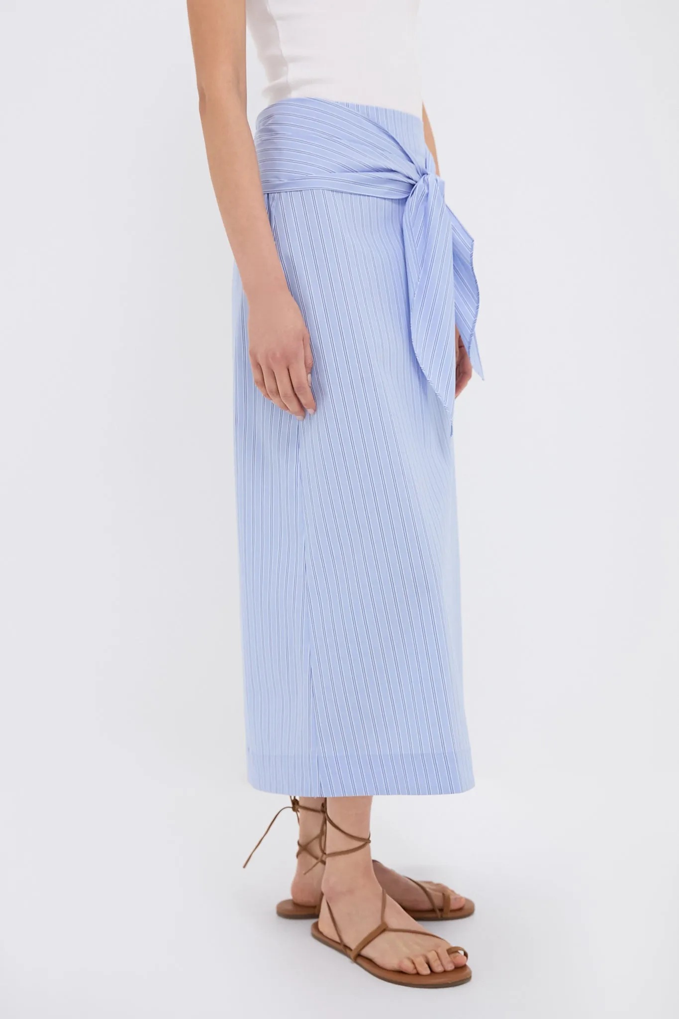 Blue and White Stripe Tie Front Cassie Skirt