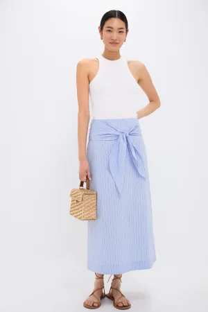 Blue and White Stripe Tie Front Cassie Skirt