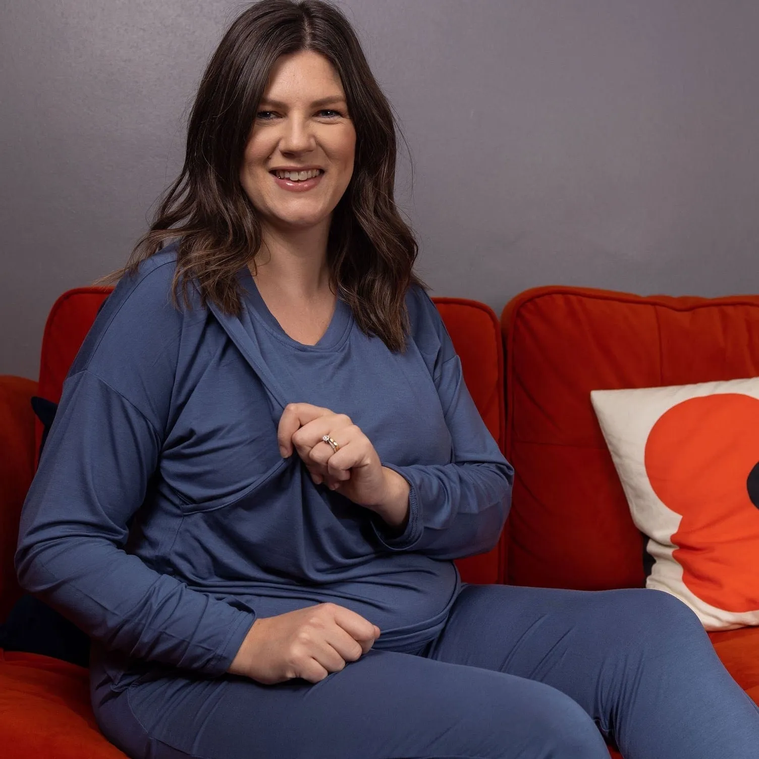 Blue Luxurious Breastfeeding Loungewear