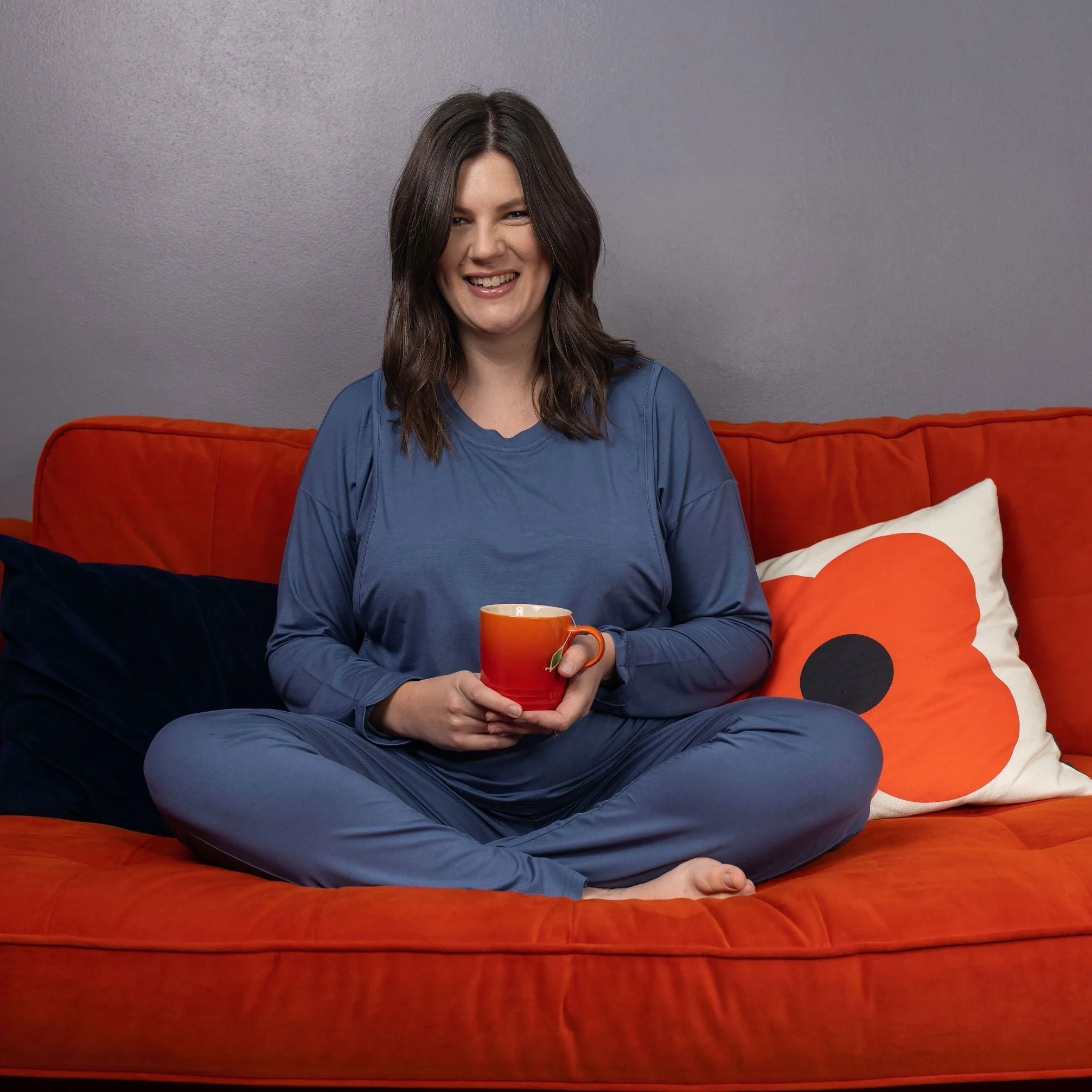 Blue Luxurious Breastfeeding Loungewear