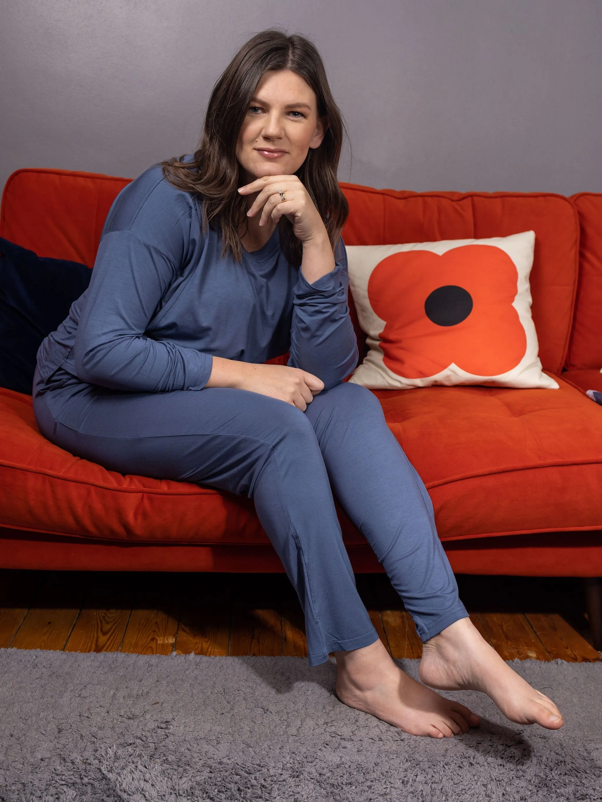 Blue Luxurious Breastfeeding Loungewear