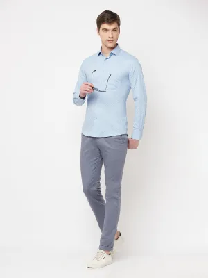 Blue Printed Casual Shirt