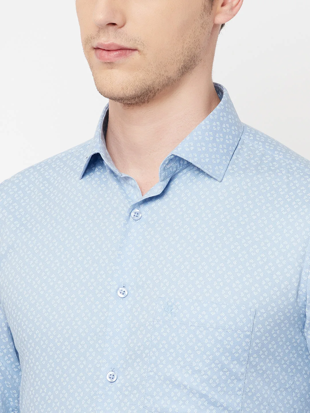 Blue Printed Casual Shirt
