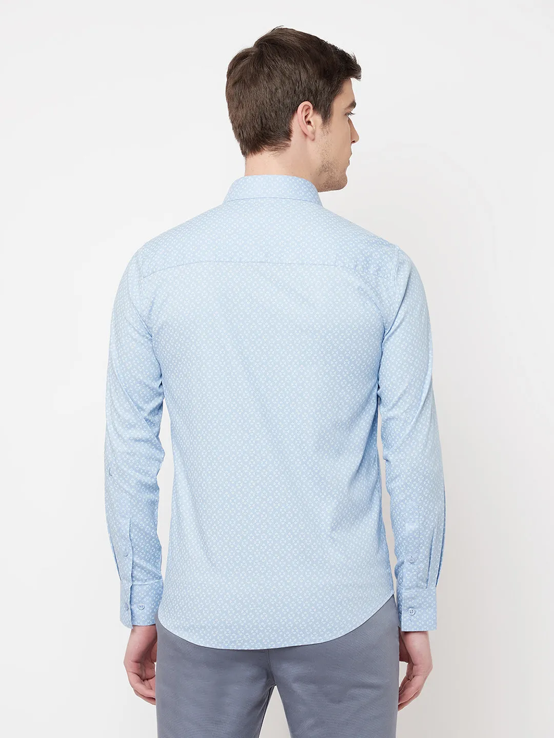 Blue Printed Casual Shirt
