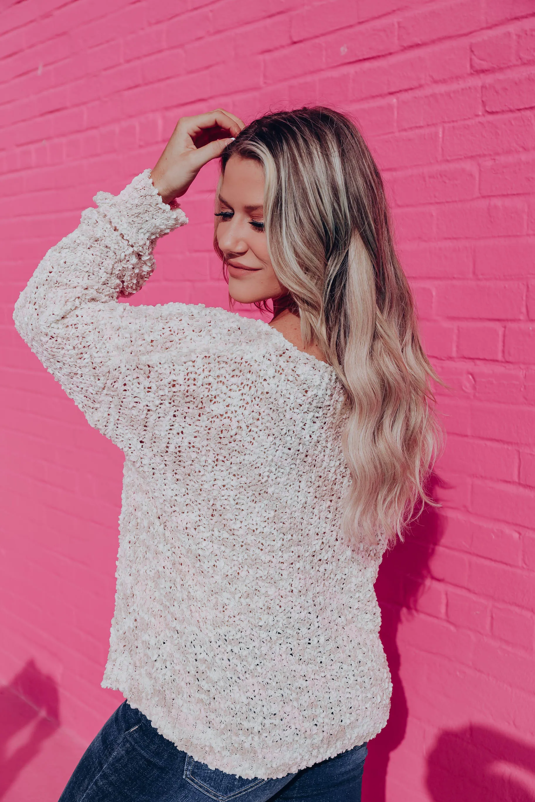 Brinley Popcorn Knit Sweater - Taupe Mix