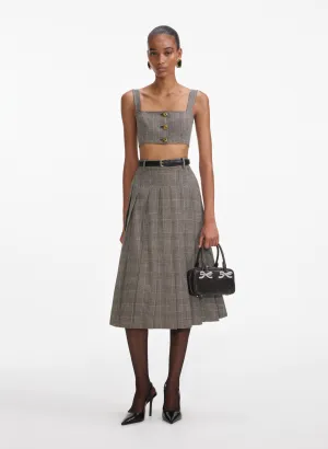 Brown Check Crop Top