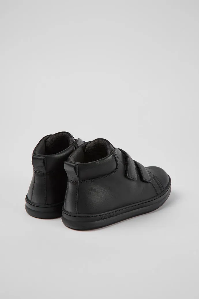 Camper Runner Black Leather Ankle Boot