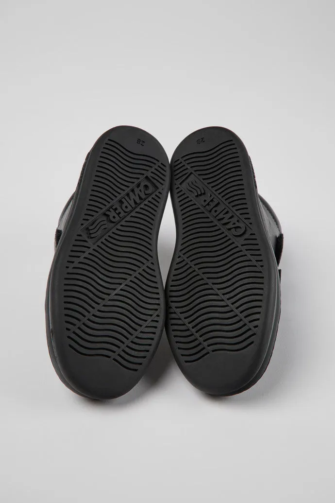 Camper Runner Black Leather Ankle Boot