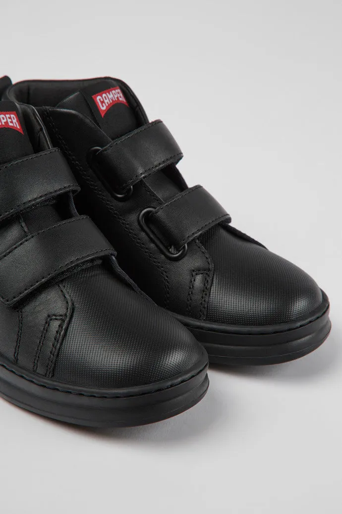 Camper Runner Black Leather Ankle Boot