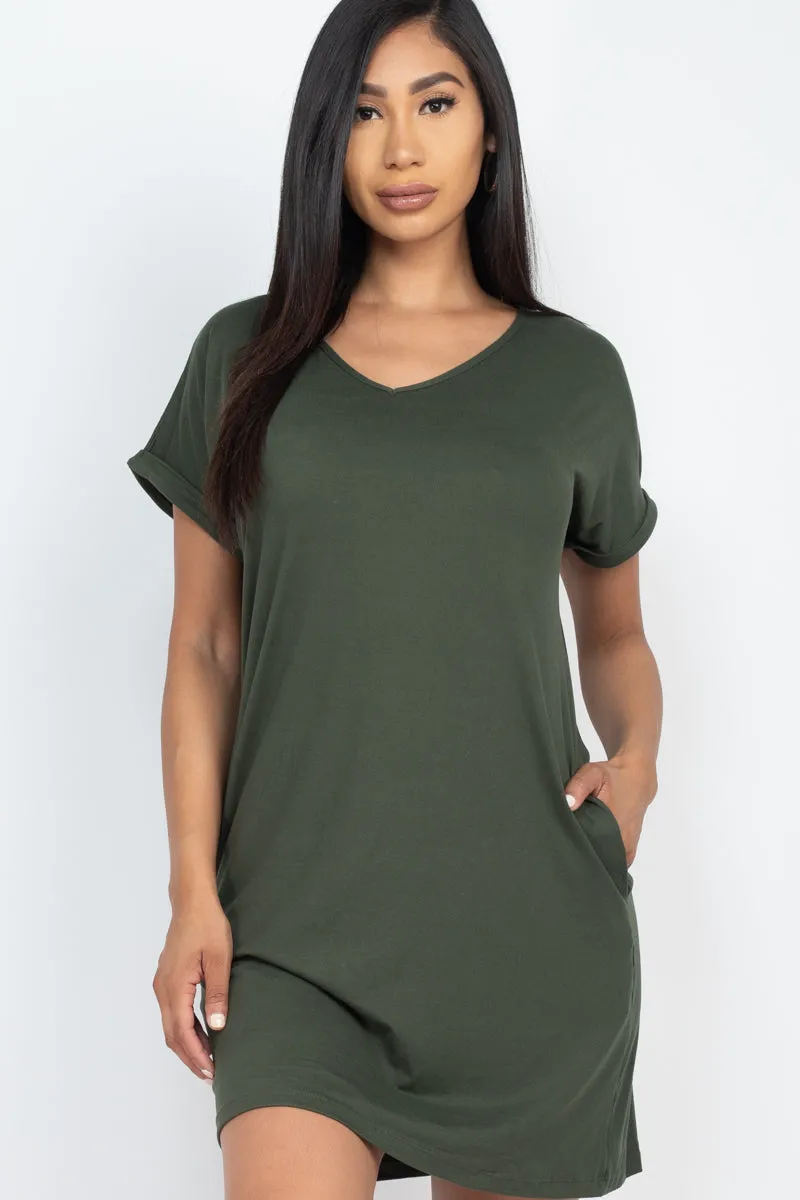 Cap Sleeve Pocket Mini Dress (capella)