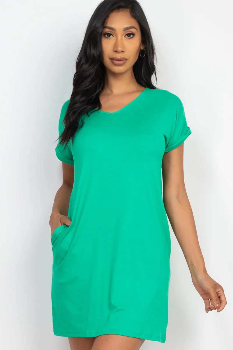 Cap Sleeve Pocket Mini Dress (capella)