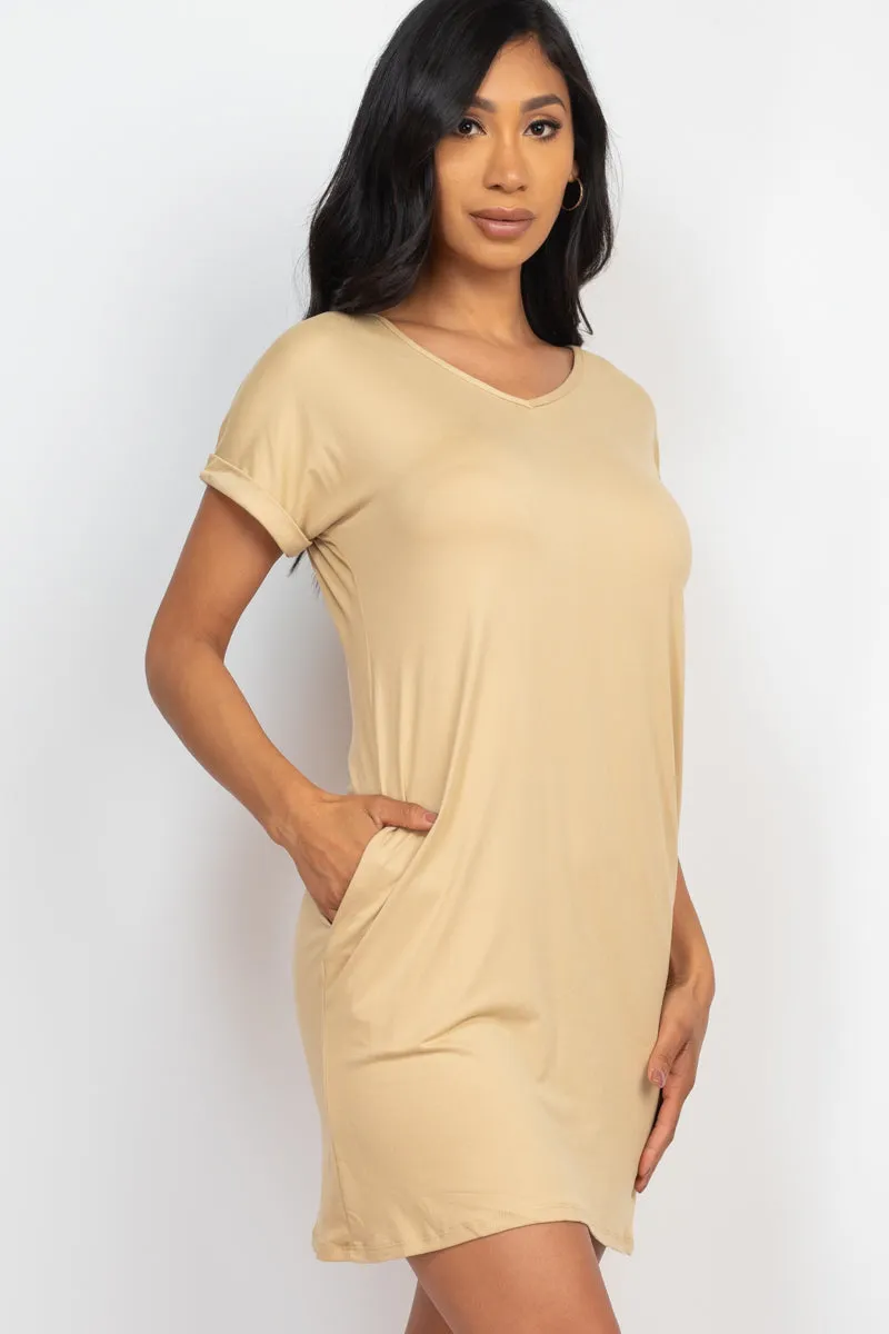 Cap Sleeve Pocket Mini Dress (capella)