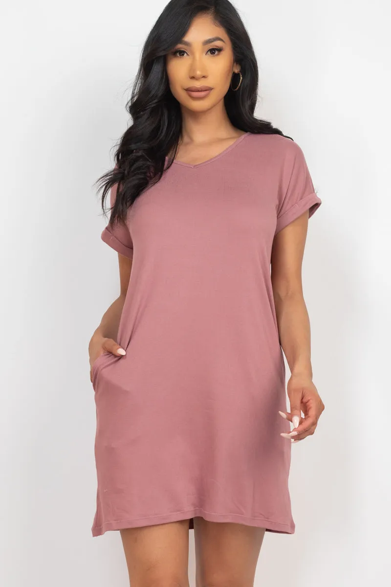 Cap Sleeve Pocket Mini Dress (capella)