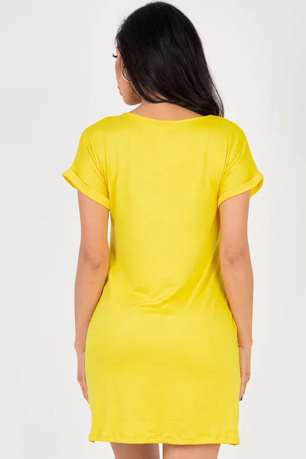 Cap Sleeve Pocket Mini Dress (capella)