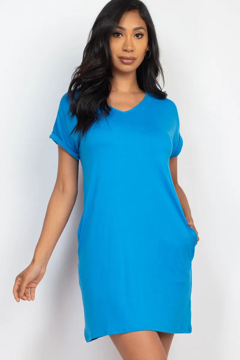 Cap Sleeve Pocket Mini Dress (capella)