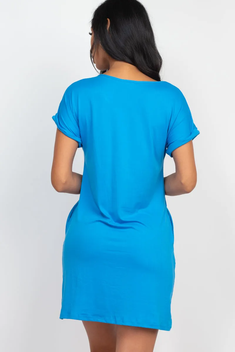 Cap Sleeve Pocket Mini Dress (capella)