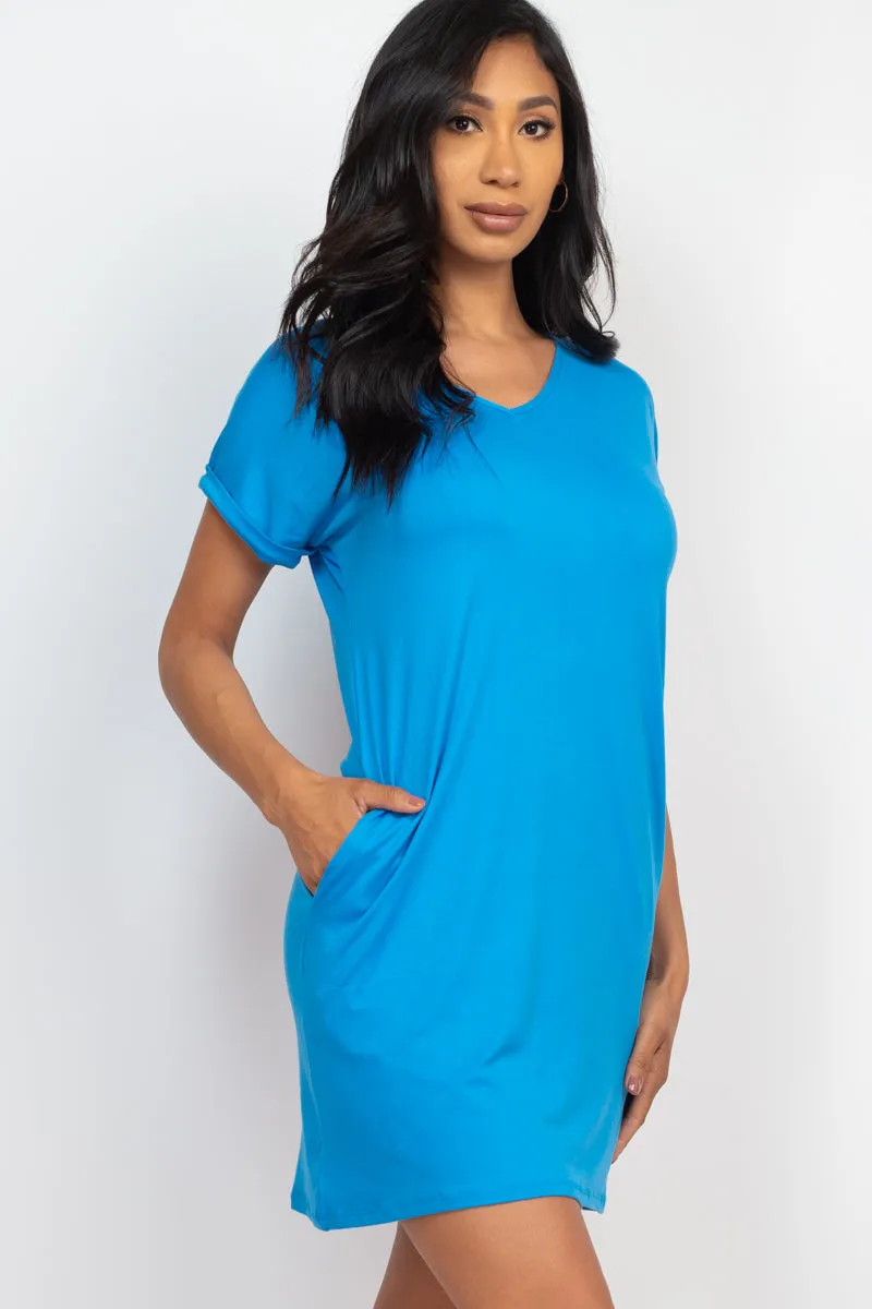 Cap Sleeve Pocket Mini Dress (capella)
