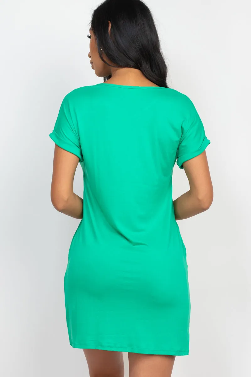 Cap Sleeve Pocket Mini Dress (capella)